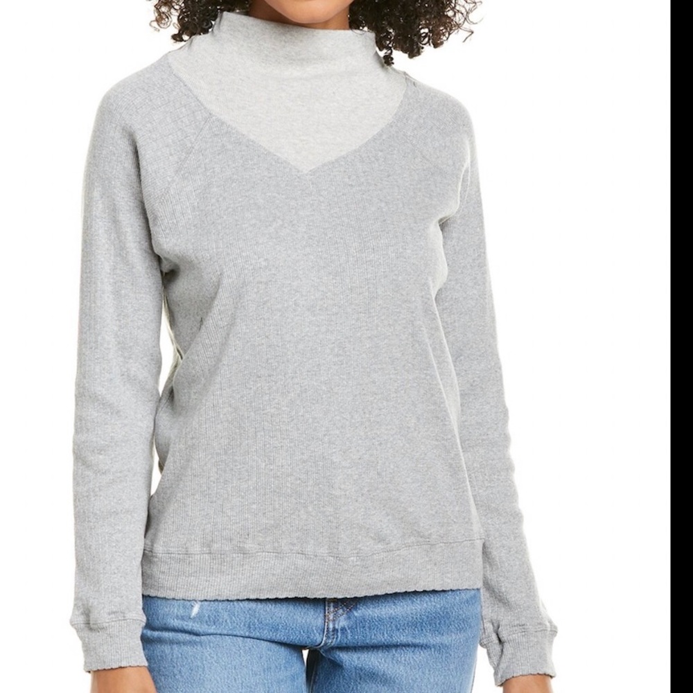 MONROW Heather Pointelle Sweater 100% Cotton.  Made in   the USA. Size M